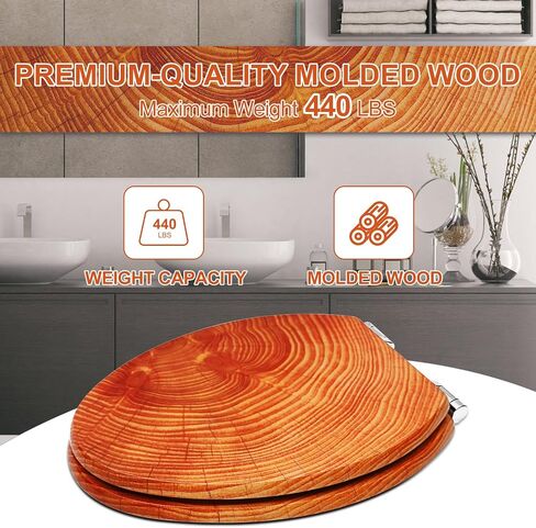 Round Toilet Seat, Slow Close Wood Toilet Seat with Metal Hinges Soft Close Oblong Toilet Seat Colored Decorative Toilet Seat, Easy Clean and Install in Saudi Arabia