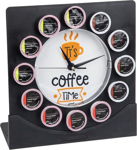 Mind Reader Single Serve Coffee Pod Clock, 12 Pod Capacity, Countertop or Wall Mount, 12.5" L x 4.25" W x 12.25" H, Black in Saudi Arabia