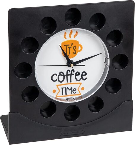 Mind Reader Single Serve Coffee Pod Clock, 12 Pod Capacity, Countertop or Wall Mount, 12.5" L x 4.25" W x 12.25" H, Black in Saudi Arabia