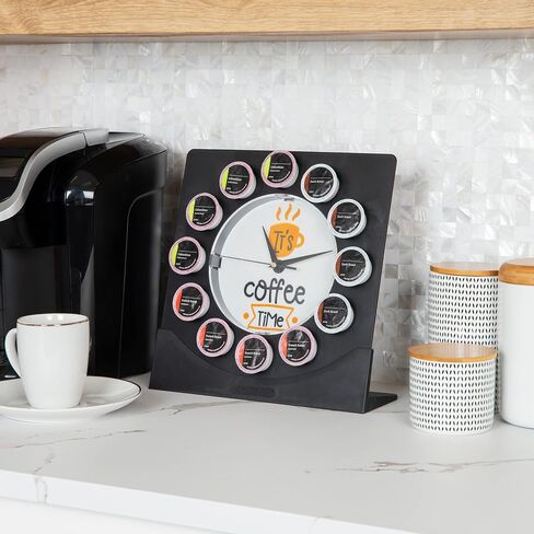 Mind Reader Single Serve Coffee Pod Clock, 12 Pod Capacity, Countertop or Wall Mount, 12.5" L x 4.25" W x 12.25" H, Black in Saudi Arabia