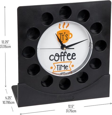 Mind Reader Single Serve Coffee Pod Clock, 12 Pod Capacity, Countertop or Wall Mount, 12.5" L x 4.25" W x 12.25" H, Black in Saudi Arabia