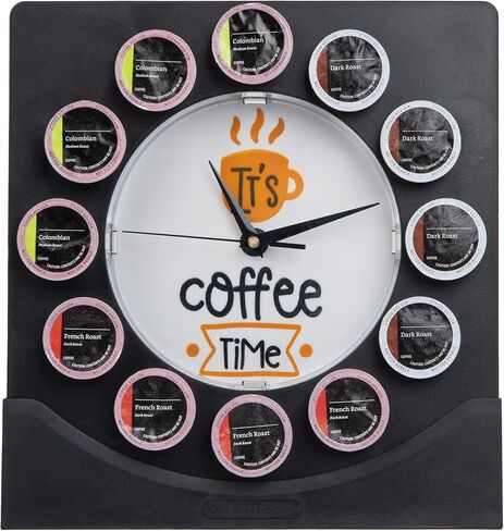 Mind Reader Single Serve Coffee Pod Clock, 12 Pod Capacity, Countertop or Wall Mount, 12.5" L x 4.25" W x 12.25" H, Black in Saudi Arabia
