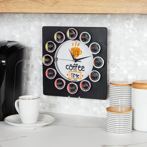 Mind Reader Single Serve Coffee Pod Clock, 12 Pod Capacity, Countertop or Wall Mount, 12.5" L x 4.25" W x 12.25" H, Black in Saudi Arabia