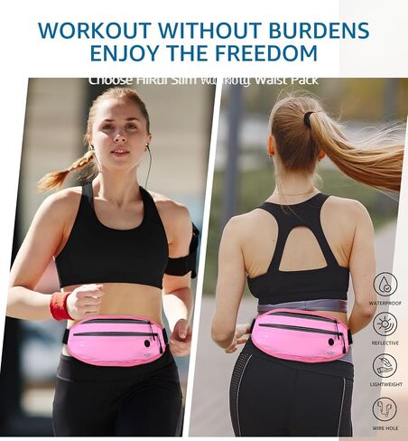 HiRui Fanny Pack للرجال والنساء، حزام خصر قابل للتعديل للتمرين وحزام جري عاكس للرياضة والتمرين وركوب الدراجات والمشي لمسافات طويلة، محفظة هاتف كاجوال بدون استخدام اليدين تناسب جميع الهواتف (أسود) in Kuwait
