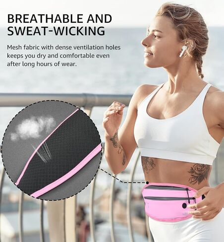 HiRui Fanny Pack للرجال والنساء، حزام خصر قابل للتعديل للتمرين وحزام جري عاكس للرياضة والتمرين وركوب الدراجات والمشي لمسافات طويلة، محفظة هاتف كاجوال بدون استخدام اليدين تناسب جميع الهواتف (أسود) in Kuwait