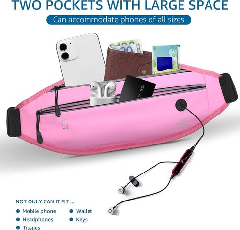 HiRui Fanny Pack للرجال والنساء، حزام خصر قابل للتعديل للتمرين وحزام جري عاكس للرياضة والتمرين وركوب الدراجات والمشي لمسافات طويلة، محفظة هاتف كاجوال بدون استخدام اليدين تناسب جميع الهواتف (أسود) in Kuwait