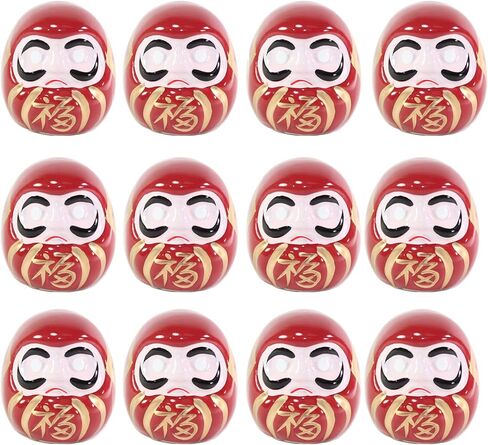 12 Small Red Wishing Blank Eyes Porcelain Daruma Good Luck Dolls ~We Pay Your Sales Tax in Saudi Arabia