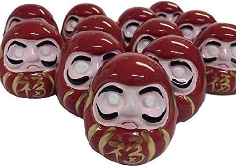 12 Small Red Wishing Blank Eyes Porcelain Daruma Good Luck Dolls ~We Pay Your Sales Tax in Saudi Arabia