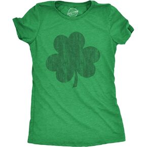Womens Distressed Clover T Shirt Cool St Patricks Day Vintage Shamrock Awesome Graphic Tee
