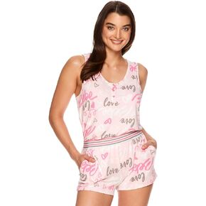 bebe Womens Bold Print Tank Top and Pajama Shorts Lounge Sleep Set