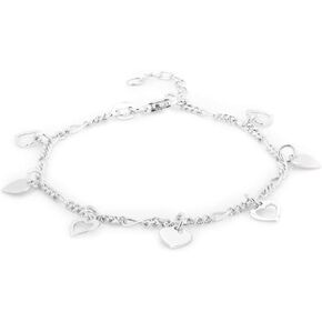 Vanbelle Sterling Silver Jewelry - Rhodium Plated with 925 Stamp - Hanging Open and Close Heart Bracelet - Elegant handcrafted - for Women - 6.5" long + 1" extender in Kuwait