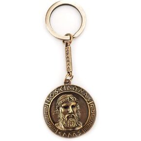 Key Ring Ancient Coin Poseidon Shield God Trident Keychain