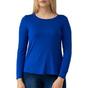 Cable & Gauge Women's Apparel Solid Scoop Neck Tee with Long Sleeves