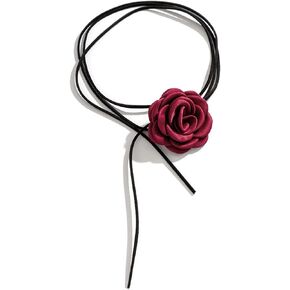 HIIXHC Flower Choker Necklace for Women Sexy, Rose Choker Leather Collar Necklace Goth Choker Halloween Costume Jewelry Gift for Women Girls