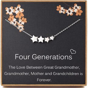 MADAOGO Four Generations Necklace for Women, 925 Sterling Silver Four Star Necklace, Great Grandma Gifts, Mother's Day Jewelry Gift Ideas for Women, Birthday Gifts for Grandma, Medium, Sterling in Kuwait