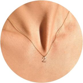 Gold Initial Necklaces For Women, 14K Dainty Gold Letter A-Z Necklace Diamond Cubic Zirconia Name Pendant Choker Necklaces Cute Tiny Personalized Monogram Trendy Jewelry For Teen Girls Gift