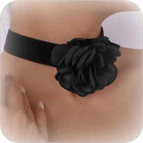 Flower Choker Necklace for Women Layered Pearl Choker Rose Flower Necklace White Black Rose Flower Choker for Bride Wedding Party