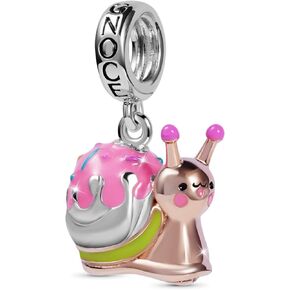 GNOCE Pinky Snail Pendant Charm Sterling Silver 18K Rose Gold Plated Dangle Charm Fit Bracelet/Necklace Gift For Women Girls Wife Daughter