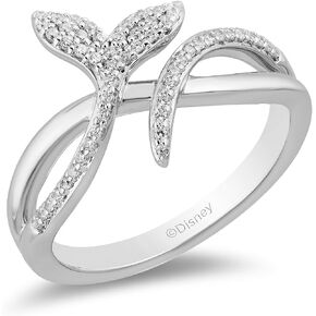Jewelili Enchanted Disney Fine Jewelry Sterling Silver 1/8 Cttw Natural White Round Diamond Ariel Ring in Kuwait