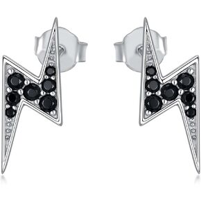 JOERPH Black Lightning Stud Earrings 925 Sterling Silver Lightning Bolt Earrings for Women Men in Kuwait