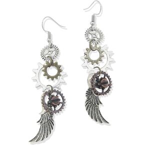 DAMLENG Steampunk خمر الأقراط الأعمال اليدوية الفريدة الرجعية ساعة ترس القرط العتيقة مزيج من لهجة أقراط للنساء الرجال in Kuwait