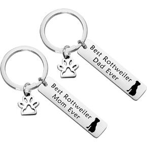 FEELMEM Dog Lover Gift Rottweiler Lover Gift Best Rottweiler Mom/Dad Ever Keychain Set Fur Mama Mom of Dogs Jewelry