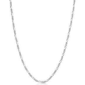 ARGENTO REALE 925 Sterling Silver Figaro Link Chain Necklace - 1.5MM 2MM Silver Figaro Link Necklace for Pendants Women Girls Boys 18-30