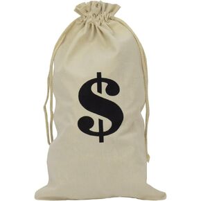 Treasure Gurus Novelty Cloth $ Money Bag Costume Accessory Movie, Play, Theater Prop White