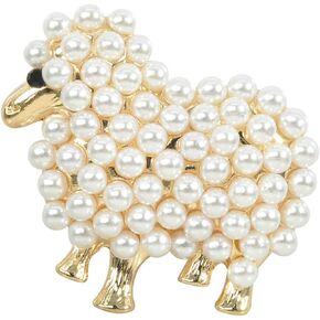 Gyn&Joy Faux Pearl White Sheep Lamb Goat Animal Brooch Pin