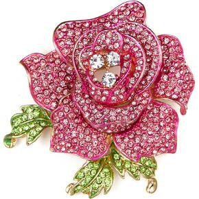 EVER FAITH Women's Austrian Crystal Blooming Beautiful Rose Flower Brooch