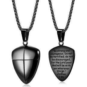 LOYALLOOK قلادة الصليب الأسود للنساء الكتاب المقدس الآية الصليب قلادة سلسلة دينية ذات مغزى الفولاذ المقاوم للصدأ العلم الأمريكي سلسلة قلادة الصليب in Kuwait