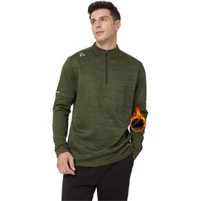 1a1a Men's Sports Shirts, 1/4 Zip Running Pullover Long Sleeve Workout Tops Sweatshirt with Fleece Lined