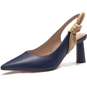 Rilista Women's Slingback Closed Pointed Toe Heels Bowknot Slip On Weding Party Dress Pumps