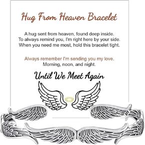 Hug From Heaven Bracelet, to My Love in Heaven Vintage Angel Wings Memorial Bracelet for Women, Adjustable Sympathy Remembrance Bangle, Memorial Gifts for Loss of Women Man in Saudi Arabia