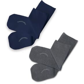 SmartKnitKIDS Seamless Sensitivity Socks - 2 Pack (Navy & Charcoal, Large)