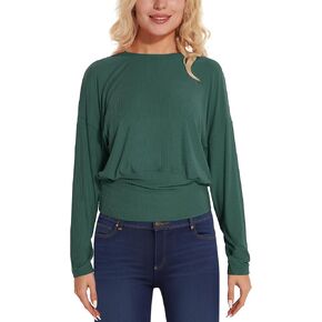 Women's Casual Long Sleeve Shirt Fashion Crew Neck Loose Fit Soft Lightweight Blouse Relaxed Go Out Tunic Tops