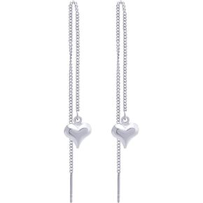 555Jewelry Womens Heart Love Cute Dainty Drop Threader Dangle String Earrings