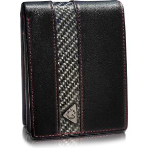 Gotti Black 100% Genuine Full Grain Leather Passcase Wallets for Men, RFID Blocking Bifold Mens Wallet with 2 ID Windows Flip pocket, 8 Card Holder & Stylish Gift Box