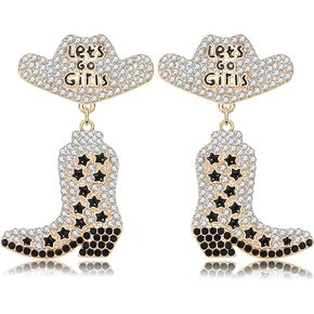Western Earrings Sparkle Rhinestone Beaded Star Cowgirl Boot Earrings Western Country Concert Outfit Let's Go Girls Cowboy Hat Boots Drop Dangle Earrings for Women Girls Nashville Rodeo Bachelorette Party Jewelry Gifts