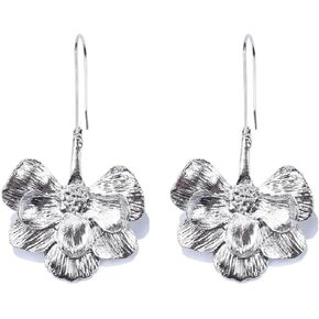Flower Earrings for Women, Cute Flower Floral Petal Earrings for Girls, Ginkgo Leaf Flower Dangle Earrings Hypoallergenic, Hawaiian Flower Drop Earrings, Sterling Silver, No Gemstone
