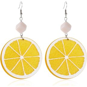 Yellow Lemon Resin Transparent Dangle Earrings Cute Fruit Green Big Lemon Drop dangle Earrings For Women Girls Gift Jewelry
