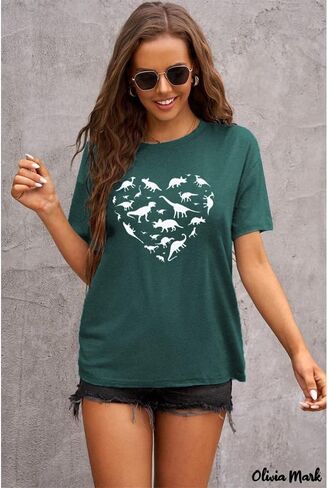 Women Cute Dinosaur Shirts Funny Dinosaurs Graphic Tshirt Short Sleeve Loose Casual Tee Tops in Saudi Arabia