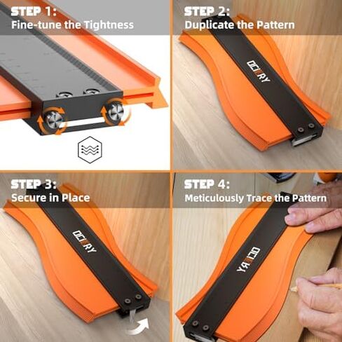 مقياس محيطي (5 بوصة) قفل قابل للتعديل، أدوات وتحسين المنزل، أدوات النجارة، أداة قياس، هدايا عيد الميلاد للرجال ملف تعريف قابل للتعديل للنسخ الدقيق للأشكال غير المنتظمة (برتقالي) in Kuwait