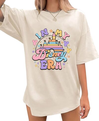 Oversized Magic Kingdom Shirt for Women Castle Graphic T-Shirt Summer Holiday Family Short Sleeve Tops in Saudi Arabia