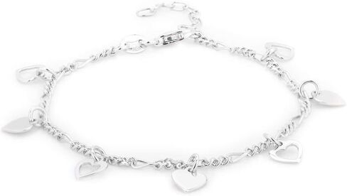 Vanbelle Sterling Silver Jewelry - Rhodium Plated with 925 Stamp - Hanging Open and Close Heart Bracelet - Elegant handcrafted - for Women - 6.5" long + 1" extender in Saudi Arabia