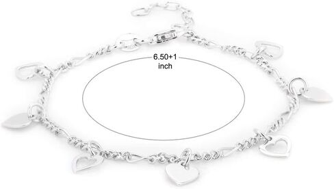 Vanbelle Sterling Silver Jewelry - Rhodium Plated with 925 Stamp - Hanging Open and Close Heart Bracelet - Elegant handcrafted - for Women - 6.5" long + 1" extender in Saudi Arabia