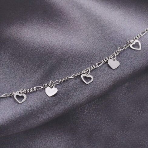 Vanbelle Sterling Silver Jewelry - Rhodium Plated with 925 Stamp - Hanging Open and Close Heart Bracelet - Elegant handcrafted - for Women - 6.5" long + 1" extender in Saudi Arabia