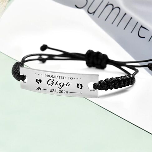 SOUSYOKYO Promoted to Gigi Est 2024 Gifts, Soon to be Gigi Bracelet Jewelry, Pregnancy Announcement Gift for New Gigi, First Time Expecting Gigi Present in Saudi Arabia