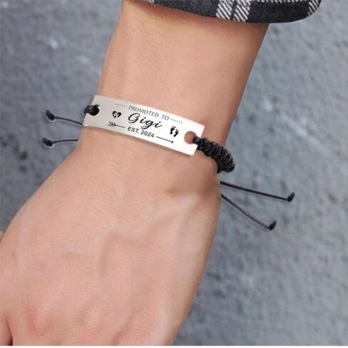 SOUSYOKYO Promoted to Gigi Est 2024 Gifts, Soon to be Gigi Bracelet Jewelry, Pregnancy Announcement Gift for New Gigi, First Time Expecting Gigi Present in Saudi Arabia