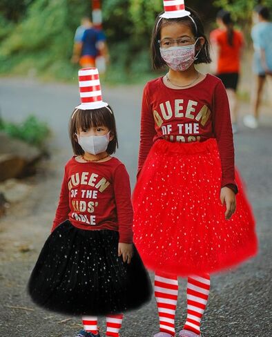 6 Pcs Cat Costume Child Tulle Tutu Set Skirts Cat Ear Headband Bowtie Tail Bow Tie Striped Tights in Kuwait